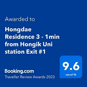 Apartment Hongdae 3 - 1min From Hongik Uni Station Exit #1, Seoul